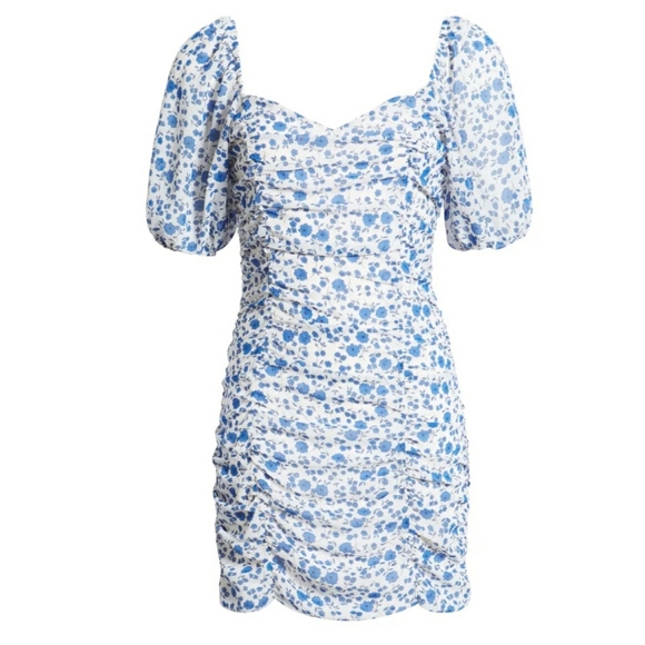 All in Favor Sasha ruched floral mini dress - Picture 2 of 6